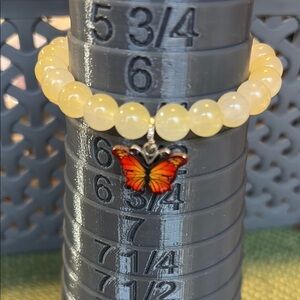 Yellow Glass Beaded Bracelet with Butterfly Charm
